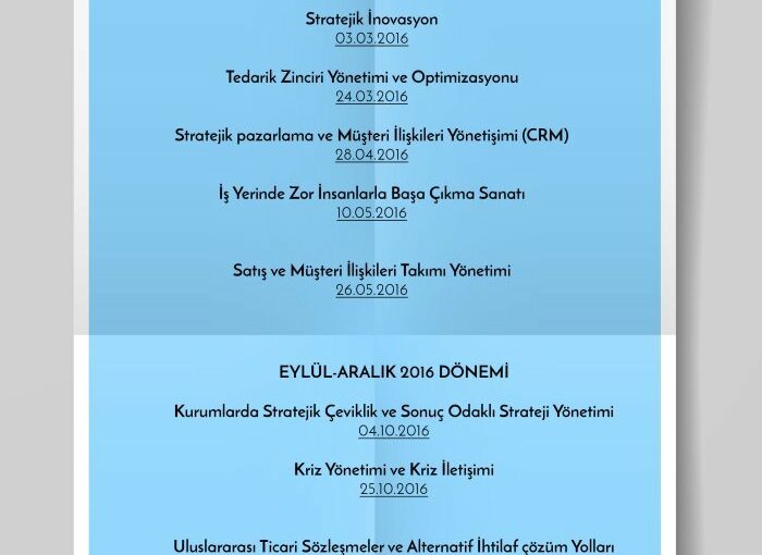 2016 Yılı Kişisel ve Kurumsal Gelişim Eğitimleri Programı - 2